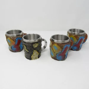 Mineral Crystal Resin Coffee Tea Mugs 6oz SET of 4 Lined Nature Boho Eclectic - Picture 1 of 19
