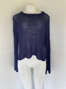NEU $ 140 Allison New York Größe S marineblau offener Strick Glockenärmel bauchfreier Pullover - Bild 1 von 4
