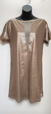 Warehouse Gold Sequin Dress UK8 Lined Short Sleeves