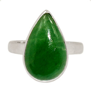 Natural Naperite Jade - Canada 925 Sterling Silver Ring Jewelry s.9.5 CR34366