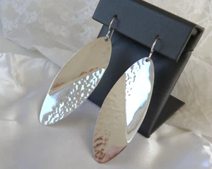 Mexico Sterling Silver 925 Bold Large Dangle Drop Modernist Earrings - Picture 1 of 10