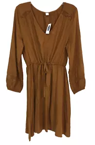 Old Navy Womens Dress Midi V Neck Long Sleeve Drawstring Waist Sz Sm NWT - Picture 1 of 10