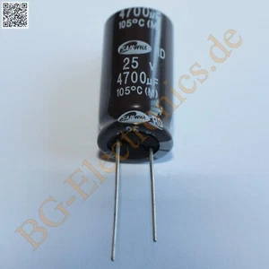 4 x 4700µF 4700uF 25V 105° RM7.5 Elko Kondensator Capacitor Samwha E-Cap 4pcs - Picture 1 of 1