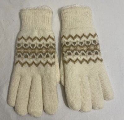 Isotoner Women’s Cream/Tan Sherpa Lined Casual Gloves-Size M - Image 1 of 3