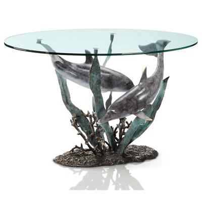 Brass Dolphin Duet Coffee Table Coastal Nautical Sea Sculpture ~ SPI Home 80267 - Image 1 of 4