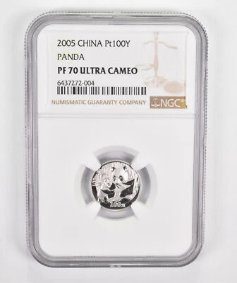PF70 UCAM 2005 China 100 Yuan - 1/10 Oz. .999 Fine Platinum - Panda - NGC *0391 - Image 1 of 3