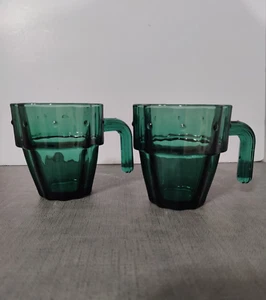 Vintage John Lewis Cactus Glass Tumblers Barware Dark Green Stackable Glasses 2 - Picture 1 of 17