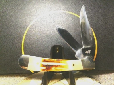 SPECIAL Pocket Knife Classic Copperhead 2nd Cut Bone Handles w/ 2-Krupp Blades - Image 1 of 4