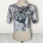 NFL Team Apparel Carolina Panthers Black/White Tie Dye Crop Top Youth Girls 7/8