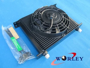 Universal 30 Row 10 AN Transmission Oil Cooler & 7" inch ELECTRIC Thermo fan - Picture 1 of 6