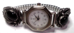 Reloj Navajo Nativo Americano Plata Esterlina Ónix The Ory Firmado BS SÚPER RARO - Imagen 1 de 12