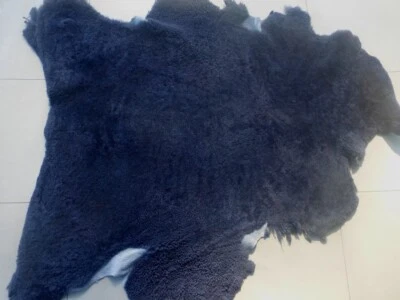 pele de carneiro couro shearling couro azul marinho grosso macio apertado cabelo encaracolado - Imagem 1 de 4