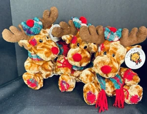 Toys by Tiffiny Collezione Natale Renne Festività Peluche Set di 3 Nuovo con etichette 6" - Foto 1 di 6