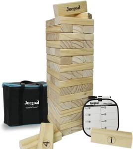 54 Piece Giant Tumbling Tower, Wooden Block Game with Playboard, Cloth Bag - Picture 1 of 4