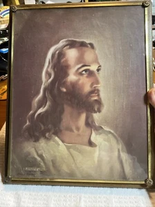 Vintage gerahmter Kopf Christi Warner Sallman Kriebel & Bates 1941 Litho Druck - Bild 1 von 5