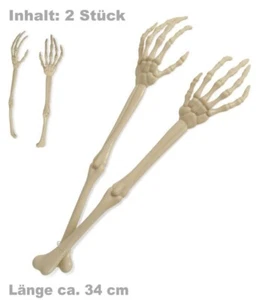 2 Stück XXL Skelett Hände 34 cm Lang Horror Halloween Karneval Party - Bild 1 von 2