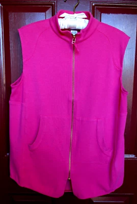 Joan Vass Chaleco Sin Mangas Algodón Top Talla 2 Rosa Brillante Bolsillos Frontales con Cremallera Usado en Excelente Condición Foto 1 de 4