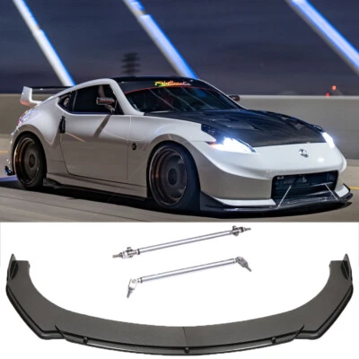 Divisor de labios de parachoques delantero aspecto carbono + varillas de puntal para Nissan 300ZX 1990-1996 Foto 1 de 4