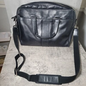 COACH Unisex Bag 70181 Hudson Commuter Briefcase Shoulder Bag Black Leather Y2K - Picture 1 of 7