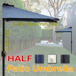 Half Size Umbrella Compact Outdoor Patio Deck Garden Shop Cafe Balcony Apartment - Picture 1 of 24