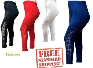 Womens Plus Size Ponte Pull on Leggings Pants with Elegant Lace maid in usa - Picture 1 of 12