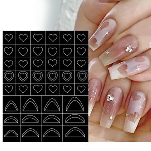 Hollow Nail Stencil 3D Stickers French Manicure Adhesive Decals Decoration Tips