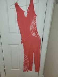 NEW! JUSTICE Pants Romper Pihk Orange White  TYE DYE TWEEN Size 16 NWT - Picture 1 of 4