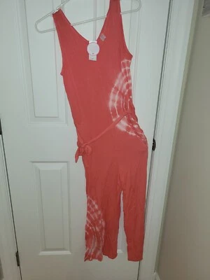 NEW! JUSTICE Pants Romper Pihk Orange White  TYE DYE TWEEN Size 16 NWT - Image 1 of 4