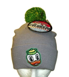 Oregon Ducks University Zephyr Mens Grey Pom Cuffed Beanie Winter Hat cap New - Picture 1 of 2