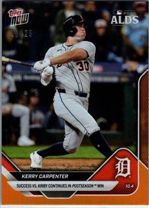Kerry Carpenter Detroit Tigers 2025 MLB Topps NOW® - Card 824 Orange Foil 21/25 - Picture 1 of 2