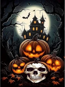 Kits de pintura de diamantes de Halloween 5D para adultos, castillo de terror diamante arte puntos Pa - Imagen 1 de 5