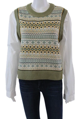 Blusa DKNY Jeans Cuello Redondo Manga Larga Tejida Combo Verde Talla M Foto 1 de 4