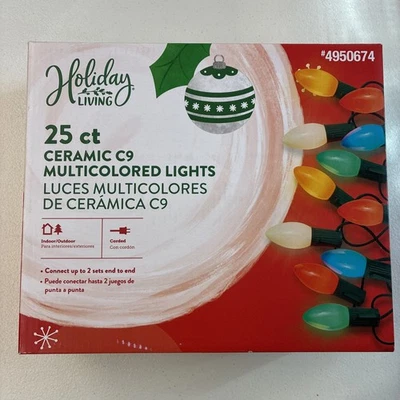 Holiday Living 25ct Ceramic C9 Multicolored Christmas Lights Birthday Party - Image 1 of 2