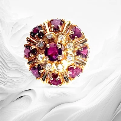 14ct Gold Ruby Diamond Ring Franklin Mint 1986 Rubies of the 9 heavens collect - Image 1 of 4