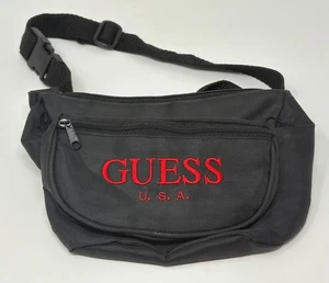 80s Guess U.S.A. Black and Red Fanny Pack / Crossbody Bag - Picture 1 of 10