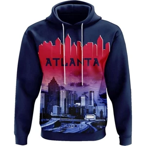 Sudadera con capucha Skyline de béisbol para hombre vista nocturna de la ciudad suéter regalo Atlanta - Imagen 1 de 4