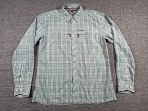 Simms Fishing Shirt Mens Medium Zippered Pockets Roll Tab Sleeves Outdoor Angler - Picture 1 of 13
