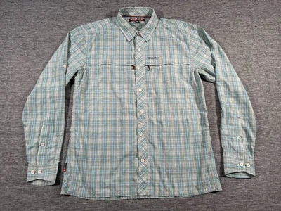 Simms Fishing Shirt Mens Medium Zippered Pockets Roll Tab Sleeves Outdoor Angler - Image 1 of 4