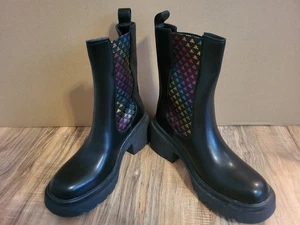 SCHWARZE DAMENSTIEFEL (VIVIAN) ZUM SLIPPER MIT STOLLENSOHLE – GRÖSSE. 8 - NEU - Bild 1 von 7