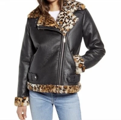 Sam Edelman Faux Fur Trim Vegan Moto Jacket New without tags size S - Image 1 of 4