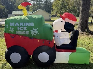 Gemmy Peanuts Snoopy Zamboni Weihnachten luftgeblasen aufblasbar Eis machen schön - Bild 1 von 11