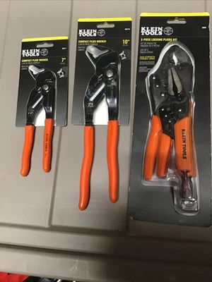 Klein Tools 2 件套紧凑型钳扳手套装 7 英寸 & 10 英寸 & 2 件锁定钳 全新 — 第 1/4 张图片