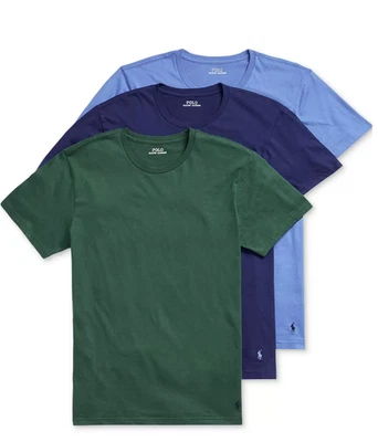 NEW Polo Ralph Lauren 3 Pack Classic Fit Crewneck T Shirt Blue / Navy / Green - Image 1 of 3
