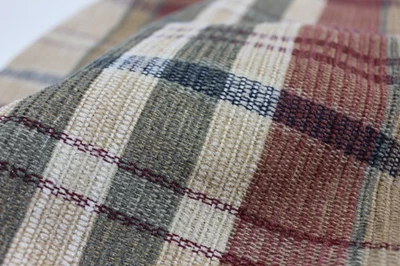 Custom Plaid Pillow Cover 16" Cord Trim Beige, Olive, Navy, Terracotta - Image 1 of 4