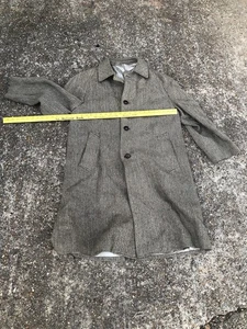 JOS A BANK Harris Tweed Scottish Wool Jacket Trench Overcoat Men Size 44L *Flaw - Picture 1 of 11