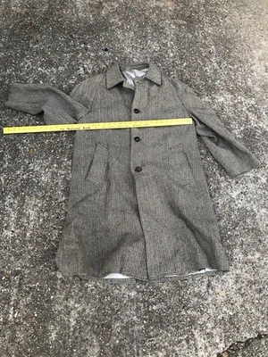 JOS A BANK Harris Tweed Scottish Wool Jacket Trench Overcoat Men Size 44L *Flaw - Image 1 of 4