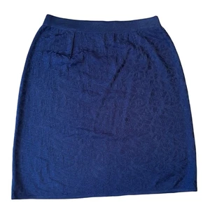 Esclusivamente Gonna Maglia Misook PM Blu Sottile Stampa Floreale Elastica Vita Petite M - Foto 1 di 3