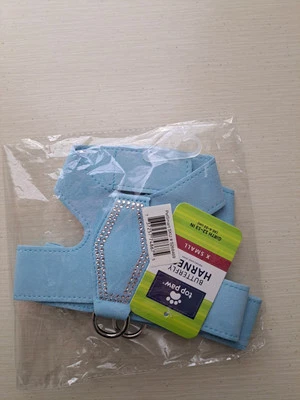 "Paquete de 2 arneses mariposa Top Paw nuevo con etiquetas - azul claro con adornos de diamantes de imitación talla XS 12-13""" Foto 1 de 4
