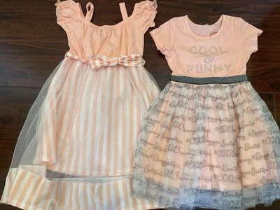 Paquete De 2 Vestidos Niña Rosa Claro/Color Melocotón Talla 6 Foto 1 de 4