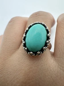 Vintage Signed Native American Turquoise Sterling Silver Ring Size 7 - Picture 1 of 6